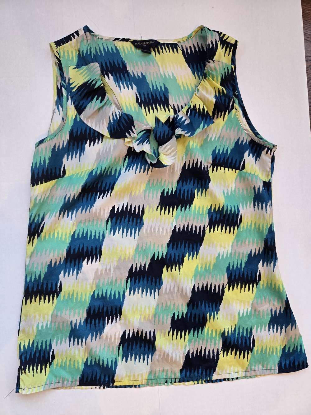Banana Republic Teal, Yellow & Navy Knot-Front Sleeveless Camisole